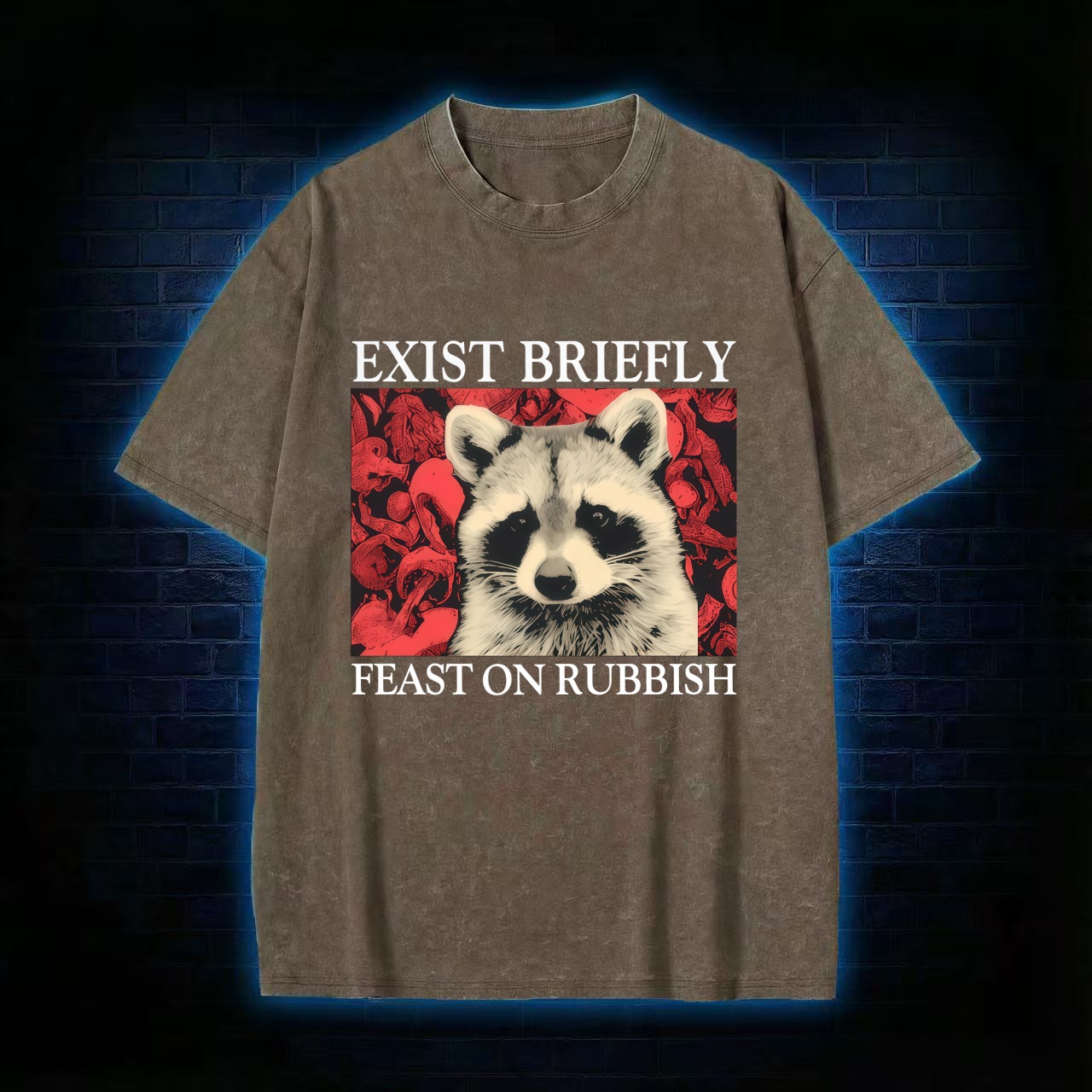 Exist Briefly Feast On Rubbish Washed T-shirt