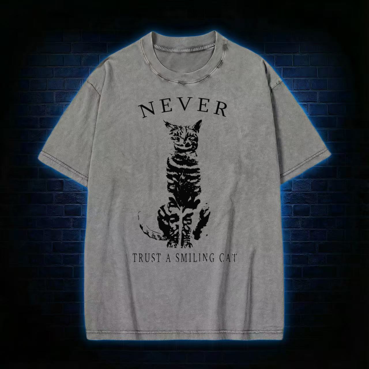 Never Trust A Smiling Cat Washed T-shirt