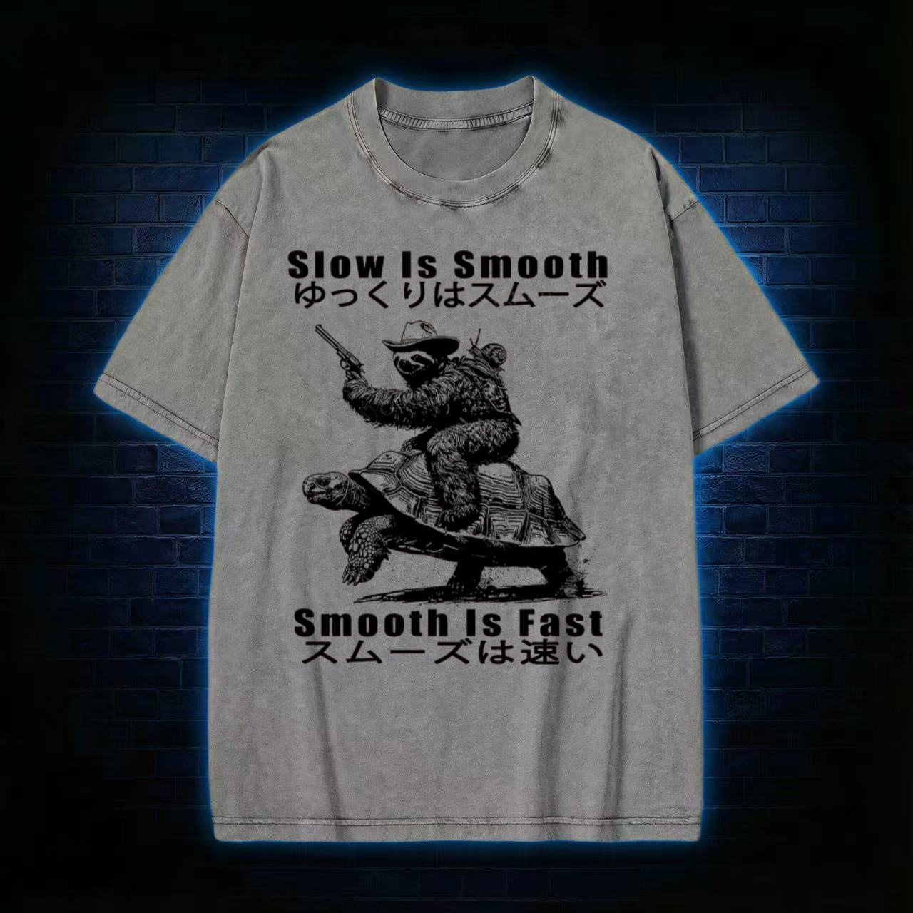 "Slow Is Smooth" Sloth & Turtle Humor Washed T-shirt