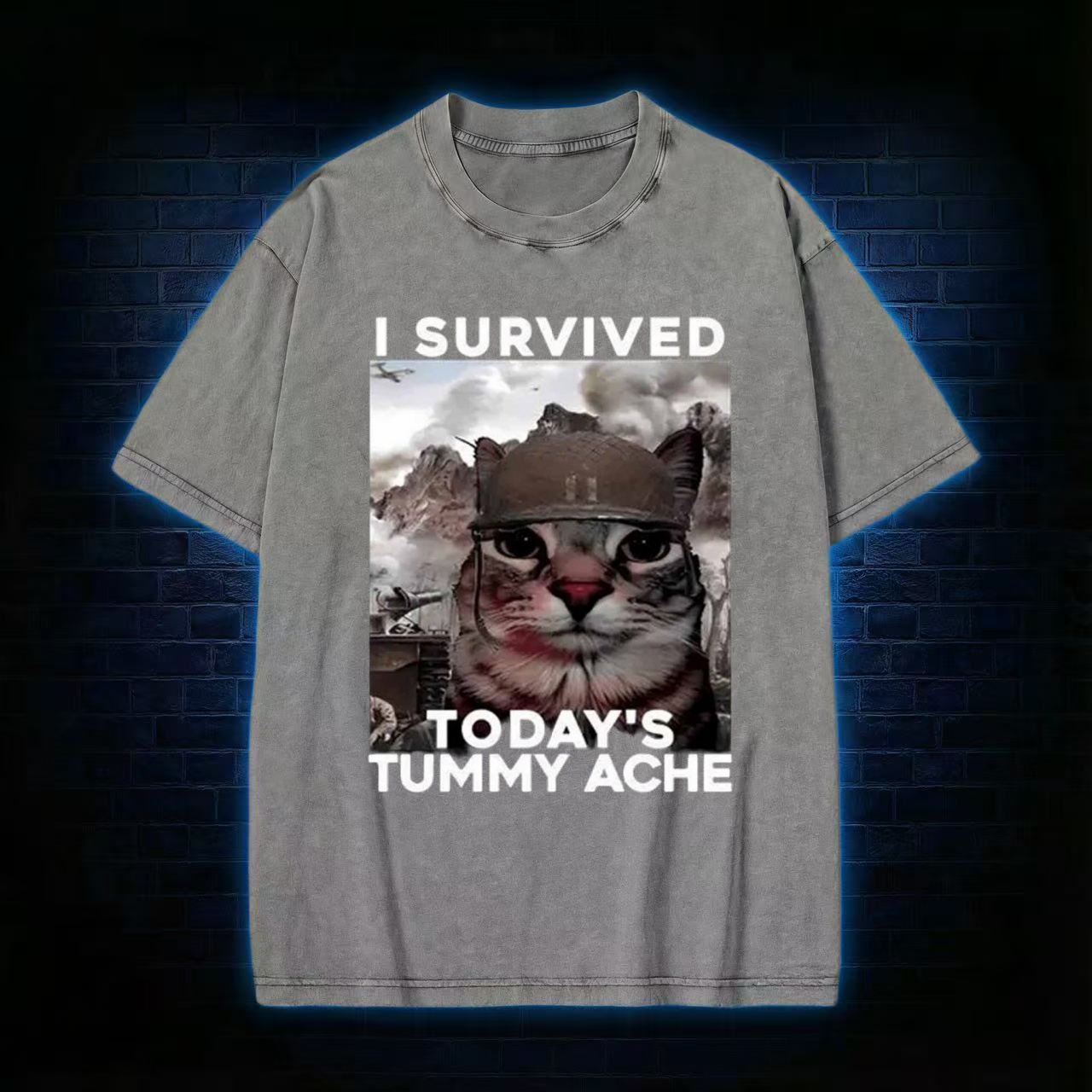 I Survived Today's Tummy Ache Washed T-shirt