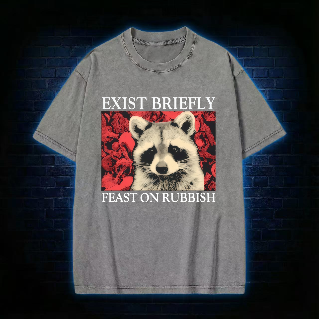 Exist Briefly Feast On Rubbish Washed T-shirt