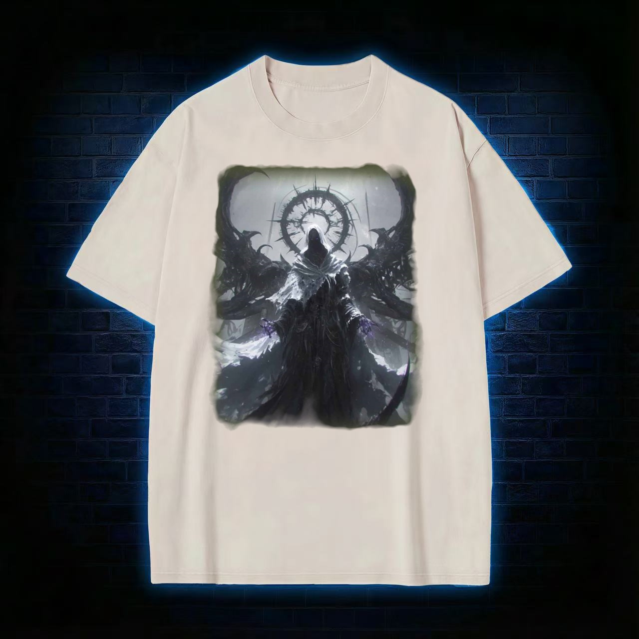 Dark Angelic Deity Graphic Washed T-shirt