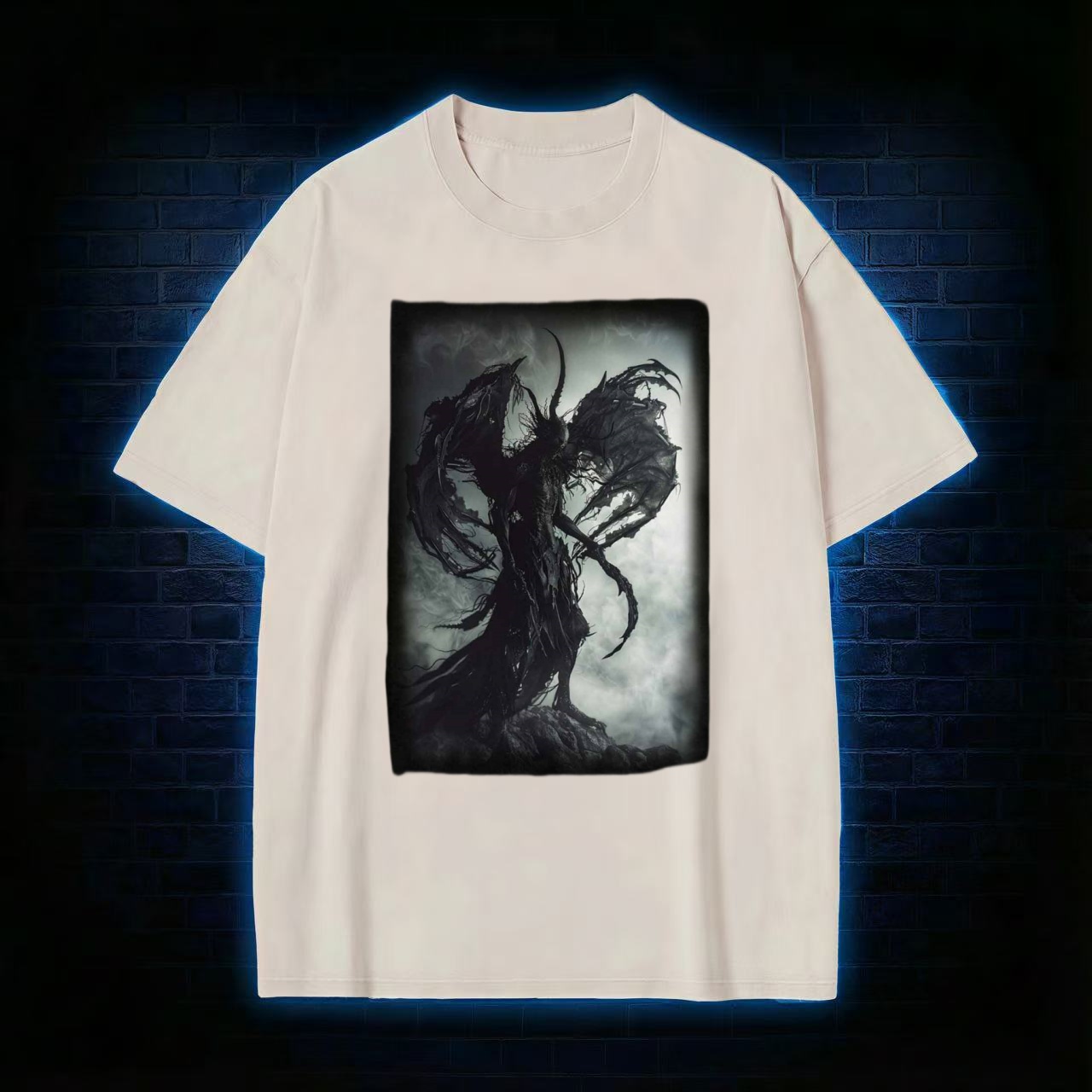 Demonic Winged Entity Dark Fantasy Washed T-shirt