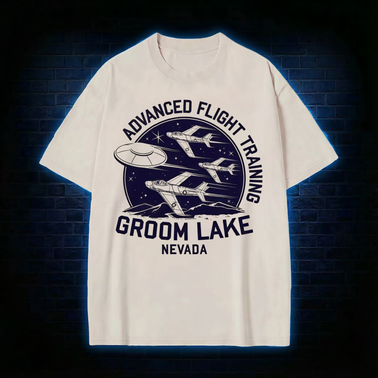 Groom Lake Advanced Flight Training UFO Washed T-shirt