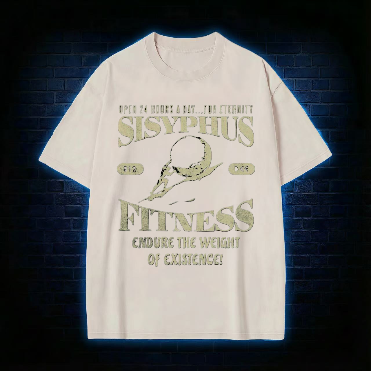 "Sisyphus Fitness" Existential Humor Washed T-shirt