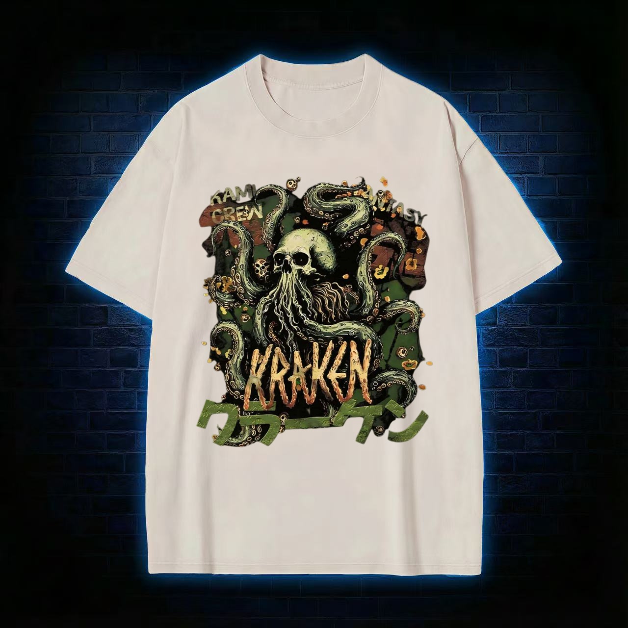 "Kraken" Skull & Tentacles Art Washed T-shirt