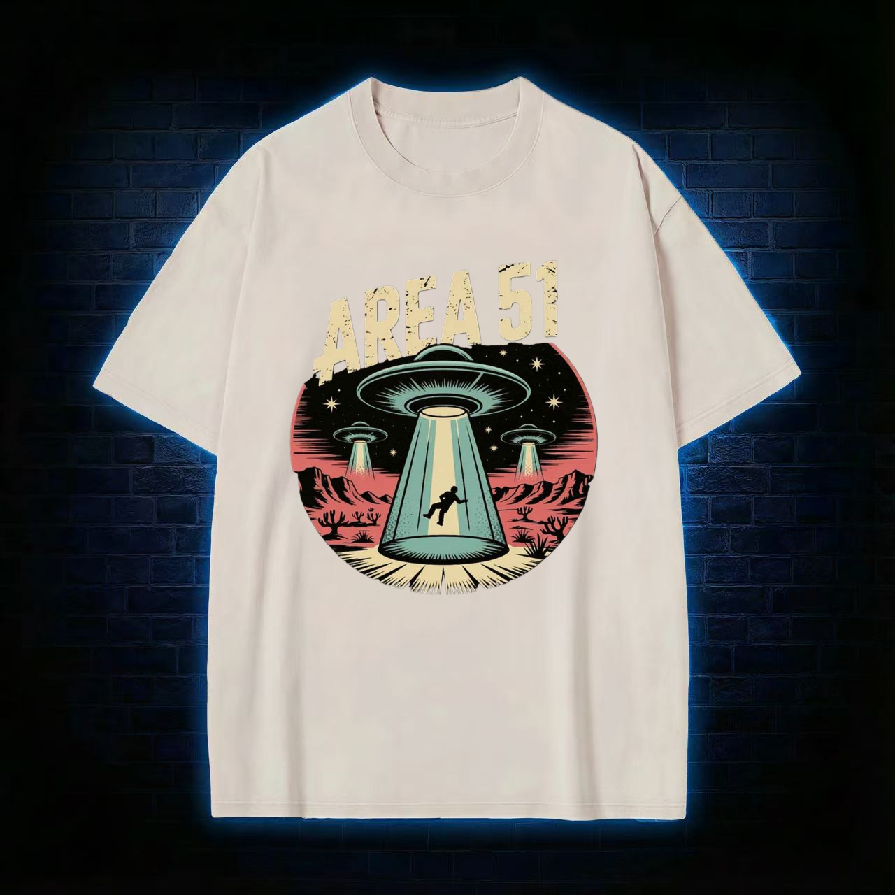 "Area 51" UFO Abduction Retro Washed T-shirt