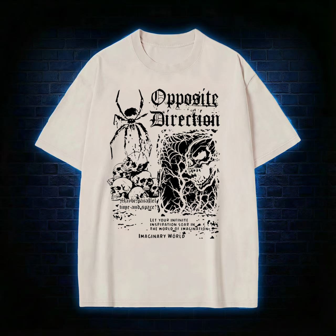 "Opposite Direction" Black Metal Style Washed T-shirt