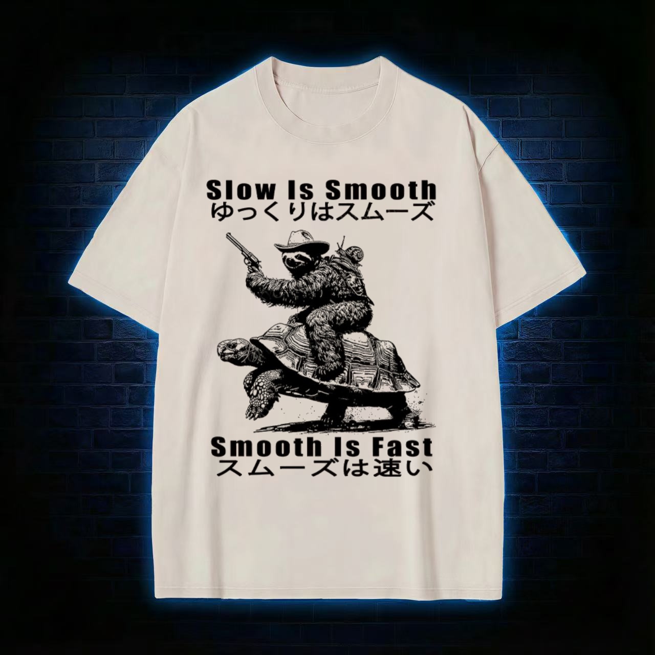 "Slow Is Smooth" Sloth & Turtle Humor Washed T-shirt