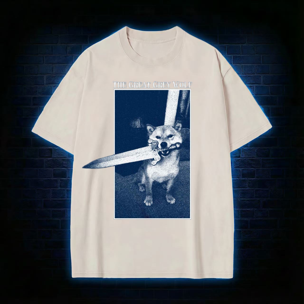 "The Great Grey Wolf" Shiba Meme Washed T-shirt