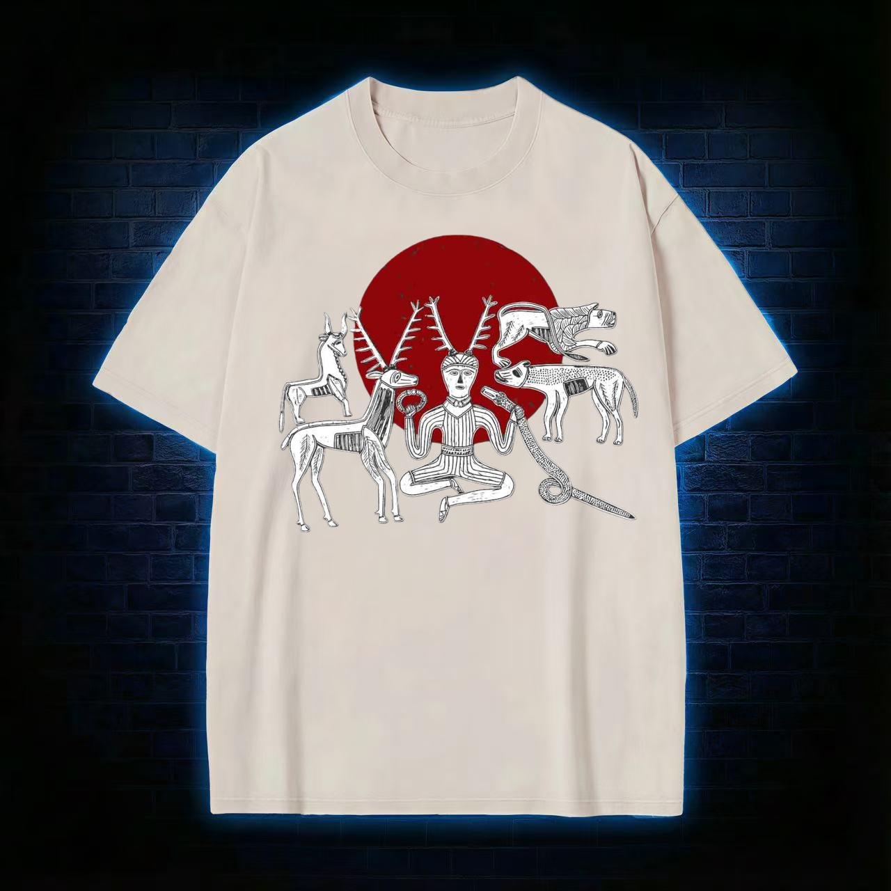 Cernunnos Horned God Halo Washed T-shirt