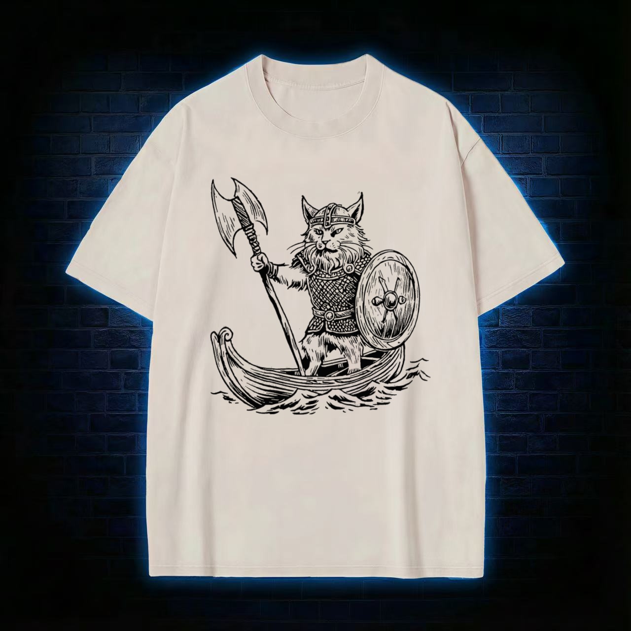Viking Cat Washed T-shirt
