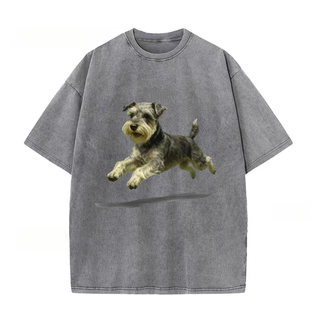 Miniature Schnauzer Jump Graphic Washed T-Shirt