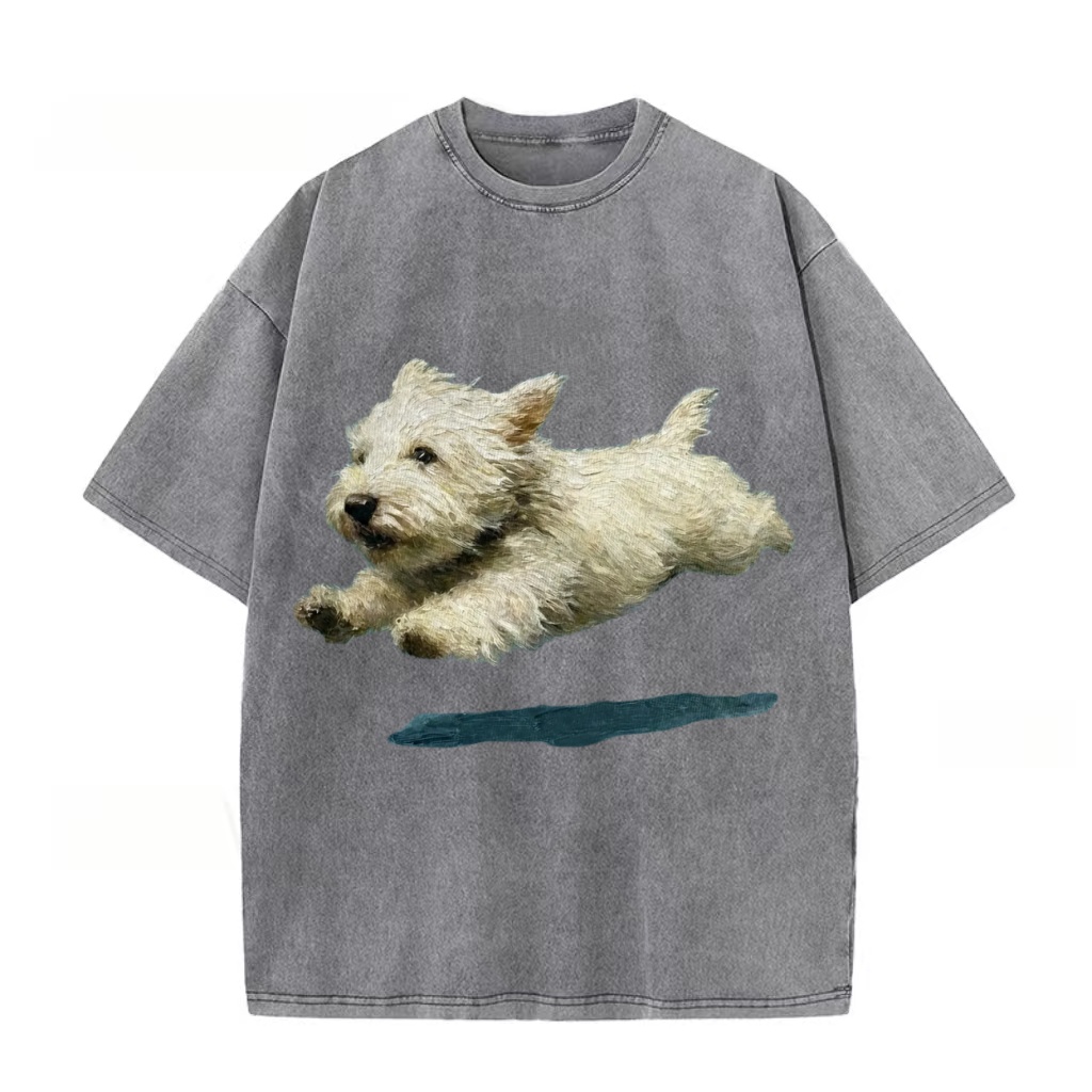 West Highland White Terrier Leap Washed T-Shirt