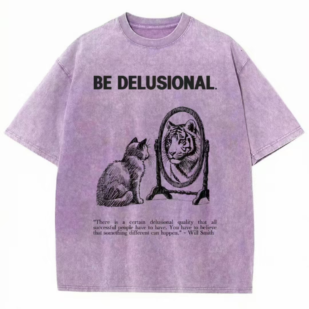 Cat's Delusion Funny Washed T-shirt