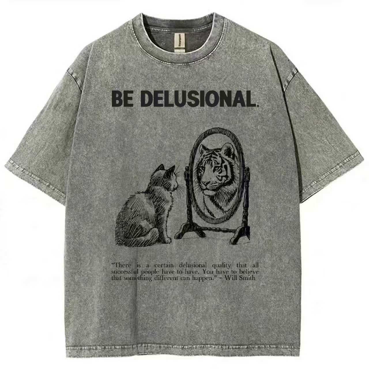 Cat's Delusion Funny Washed T-shirt
