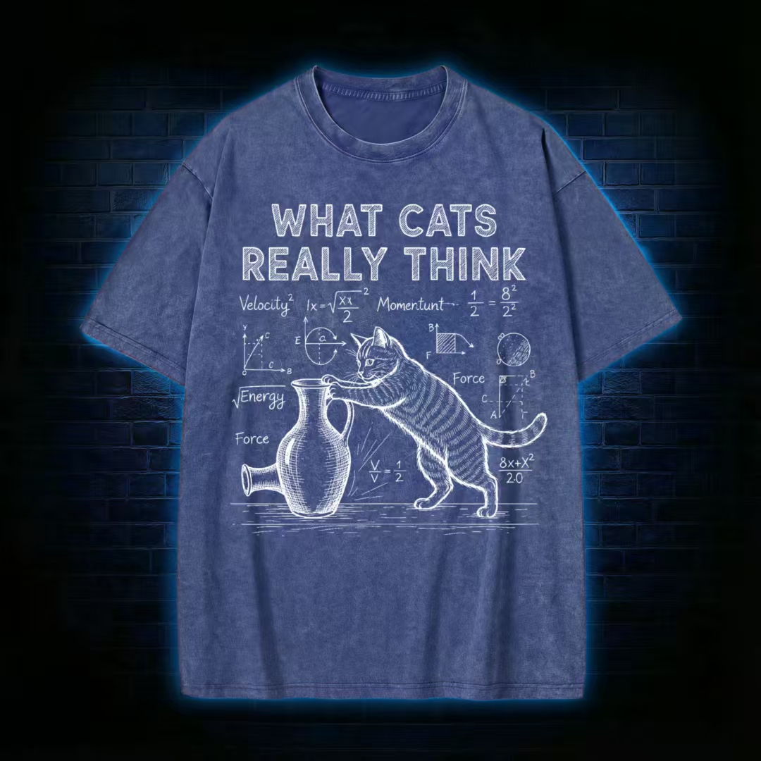 What Cat Really Think Washed T-shirt