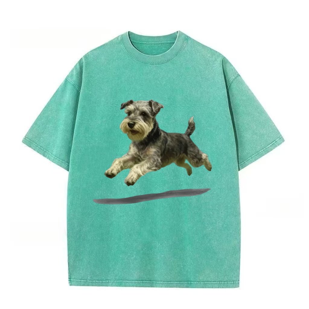 Miniature Schnauzer Jump Graphic Washed T-Shirt