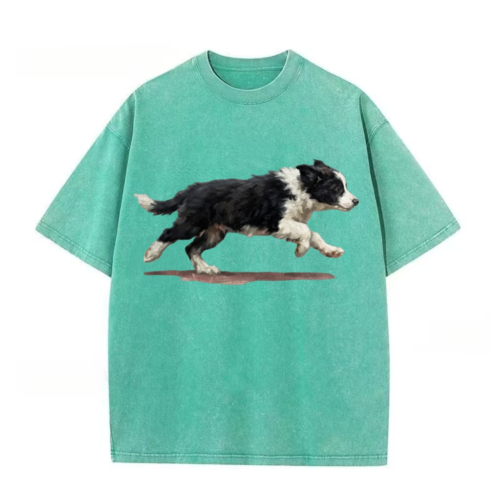 Border Collie Sprint Graphic Washed T-Shirt