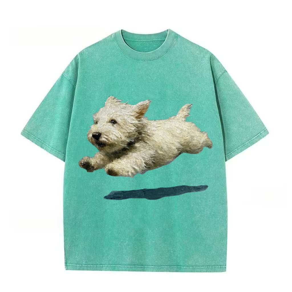 West Highland White Terrier Leap Washed T-Shirt