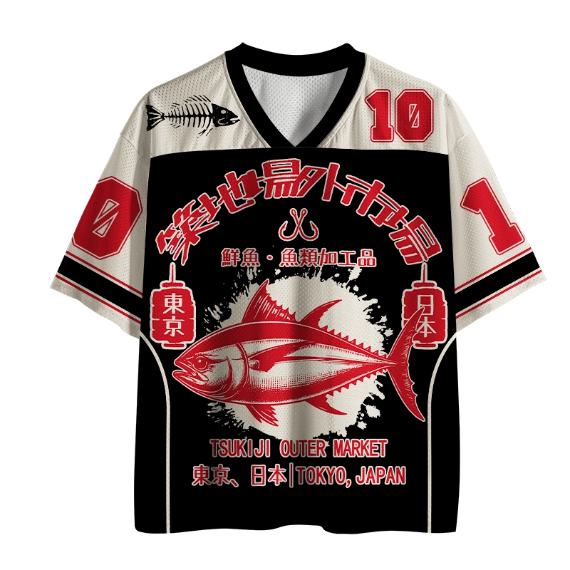  Red Tsukiji Fish Market Mesh Jersey