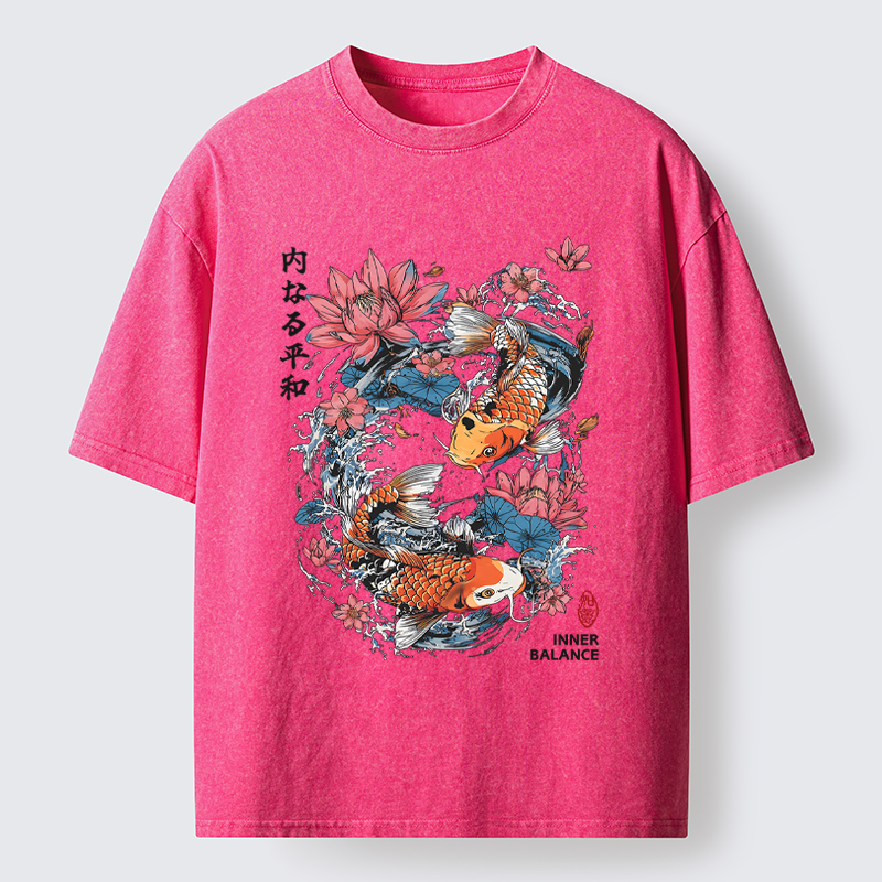 Tokyo-Tiger Koi Serenity Washed T-Shirt