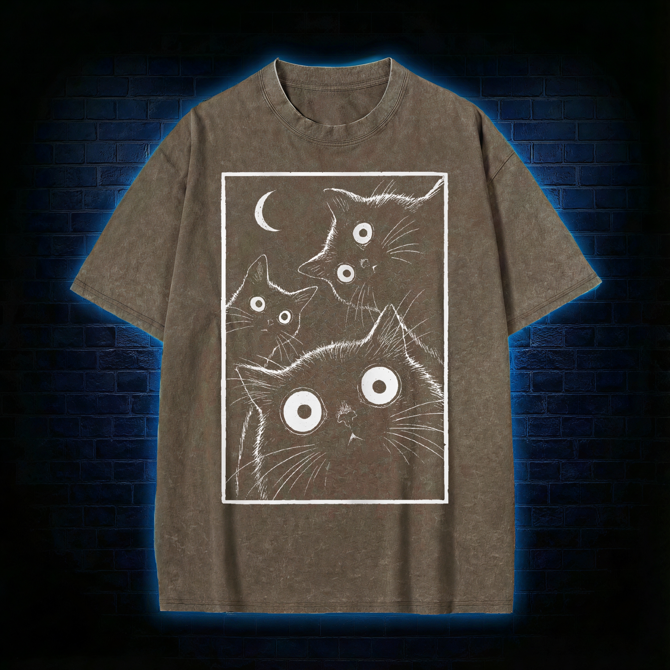 "Moonlit Cats" Vintage Graphic T-shirt