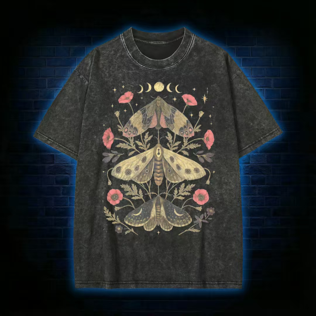Gothic Moth Washed T-shirt