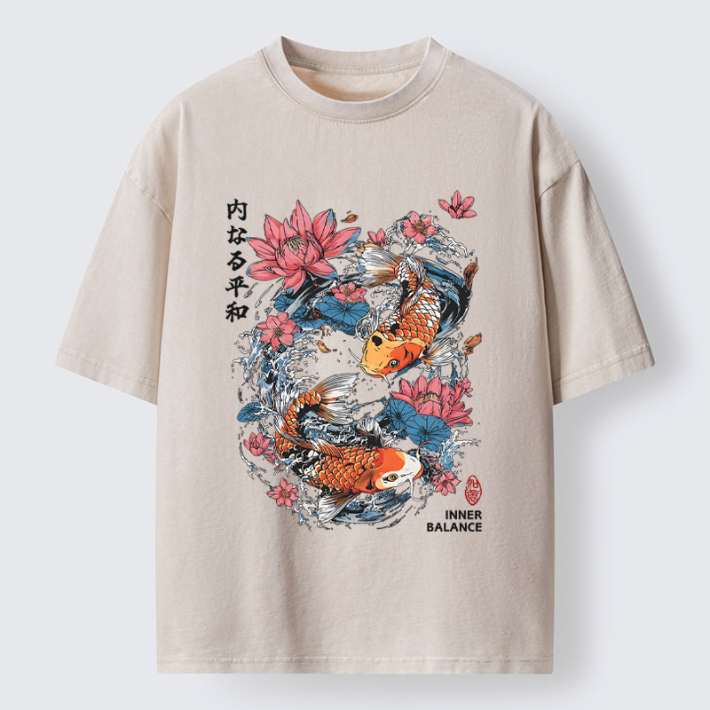 Tokyo-Tiger Koi Serenity Washed T-Shirt