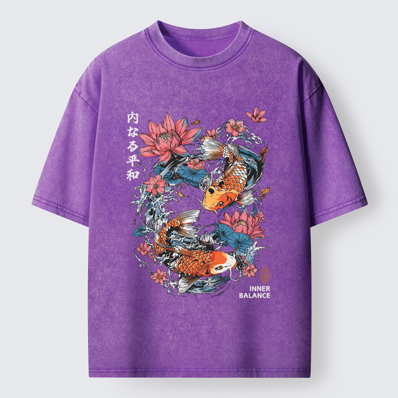 Tokyo-Tiger Koi Serenity Washed T-Shirt