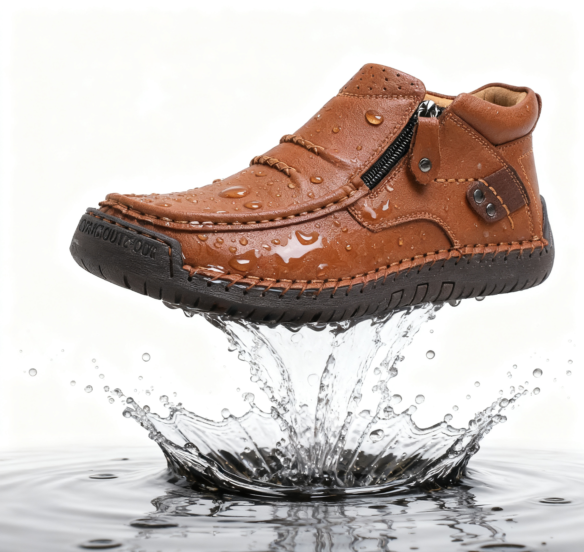 Men's leather side-zipper comfort shoes - product view 2