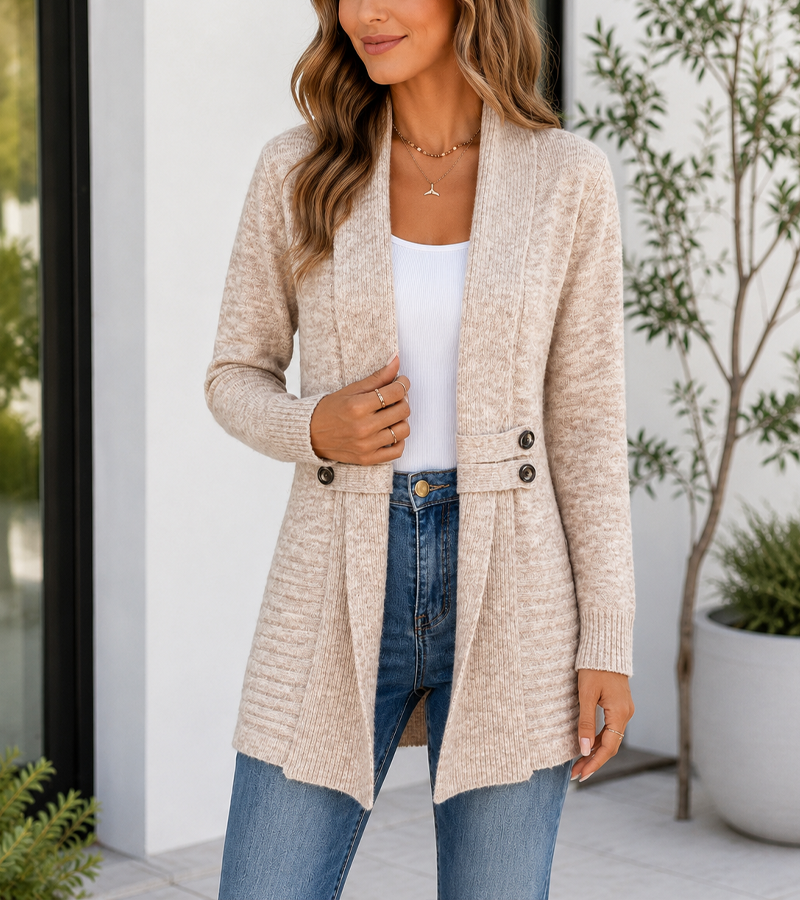 🔥49%OFF-Women's Button-Detail Longline Knit Cardigan