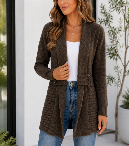 🔥49%OFF-Women's Button-Detail Longline Knit Cardigan