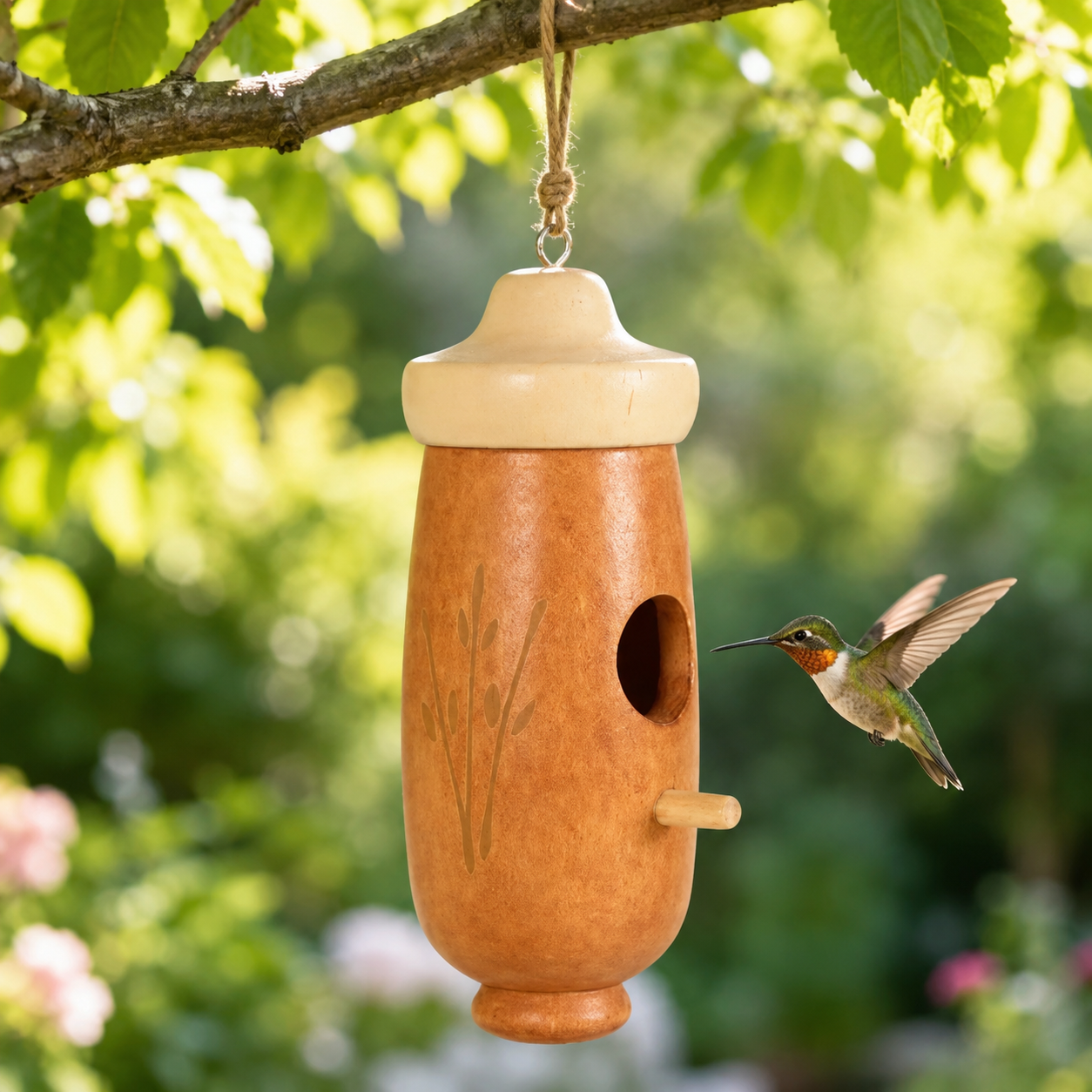 Handcrafted Wooden Hummingbird House