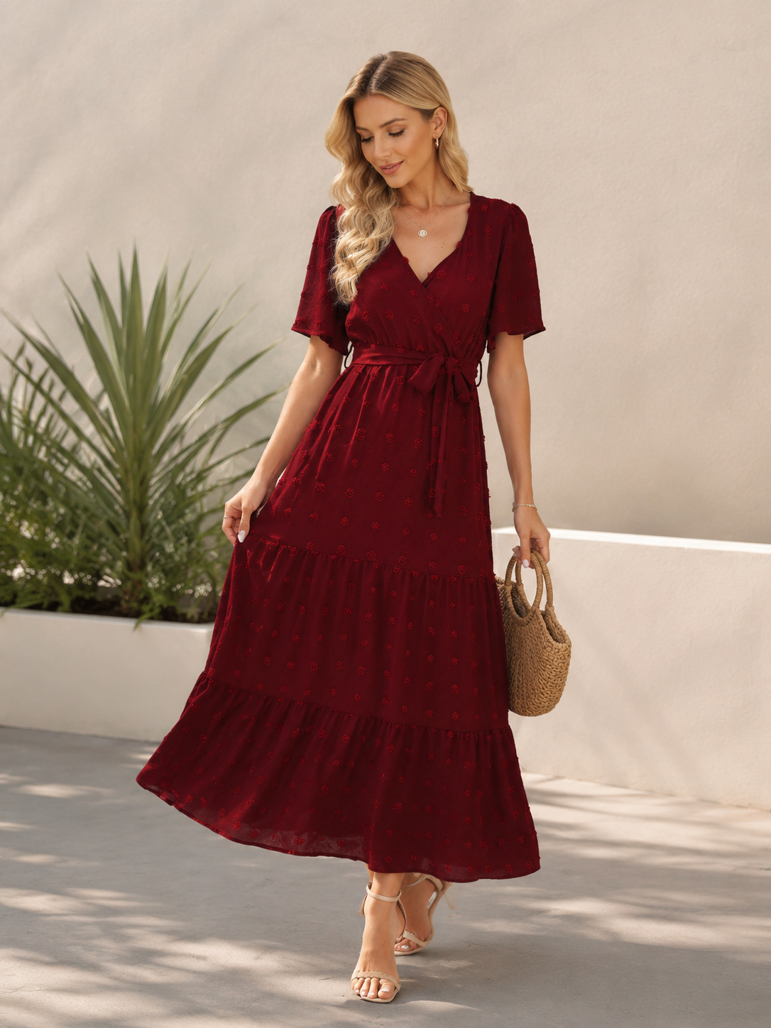 Flowy Tiered Ruffle Dress – Feminine Vacation Maxi Dress