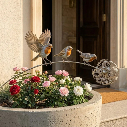 Robin Memorial Garden Stake – Loved Ones Are Near🕊️❤