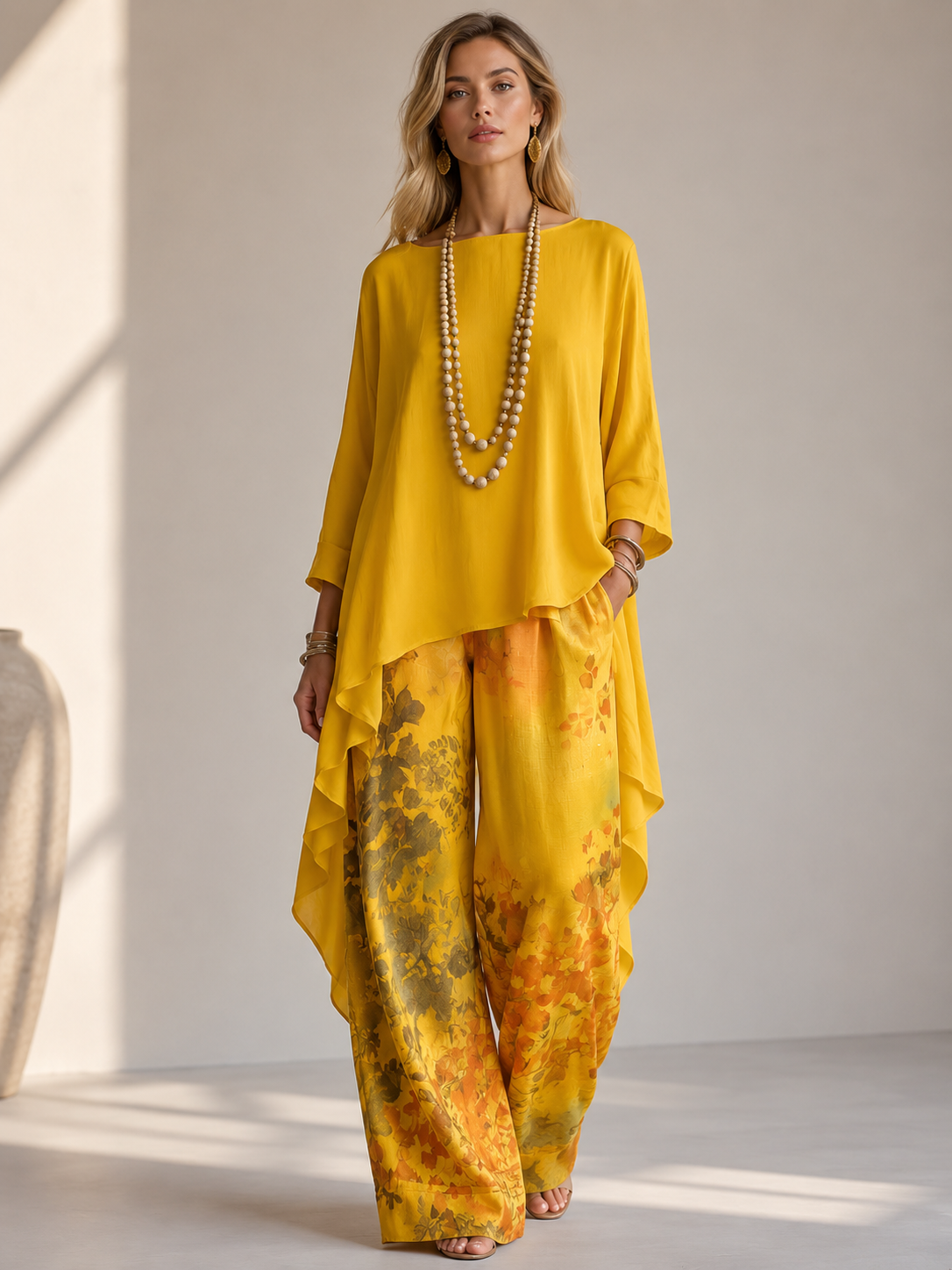 🎉Anniversary Offer 50% OFF— Elegant Artistic Floral Print Two-piece Set