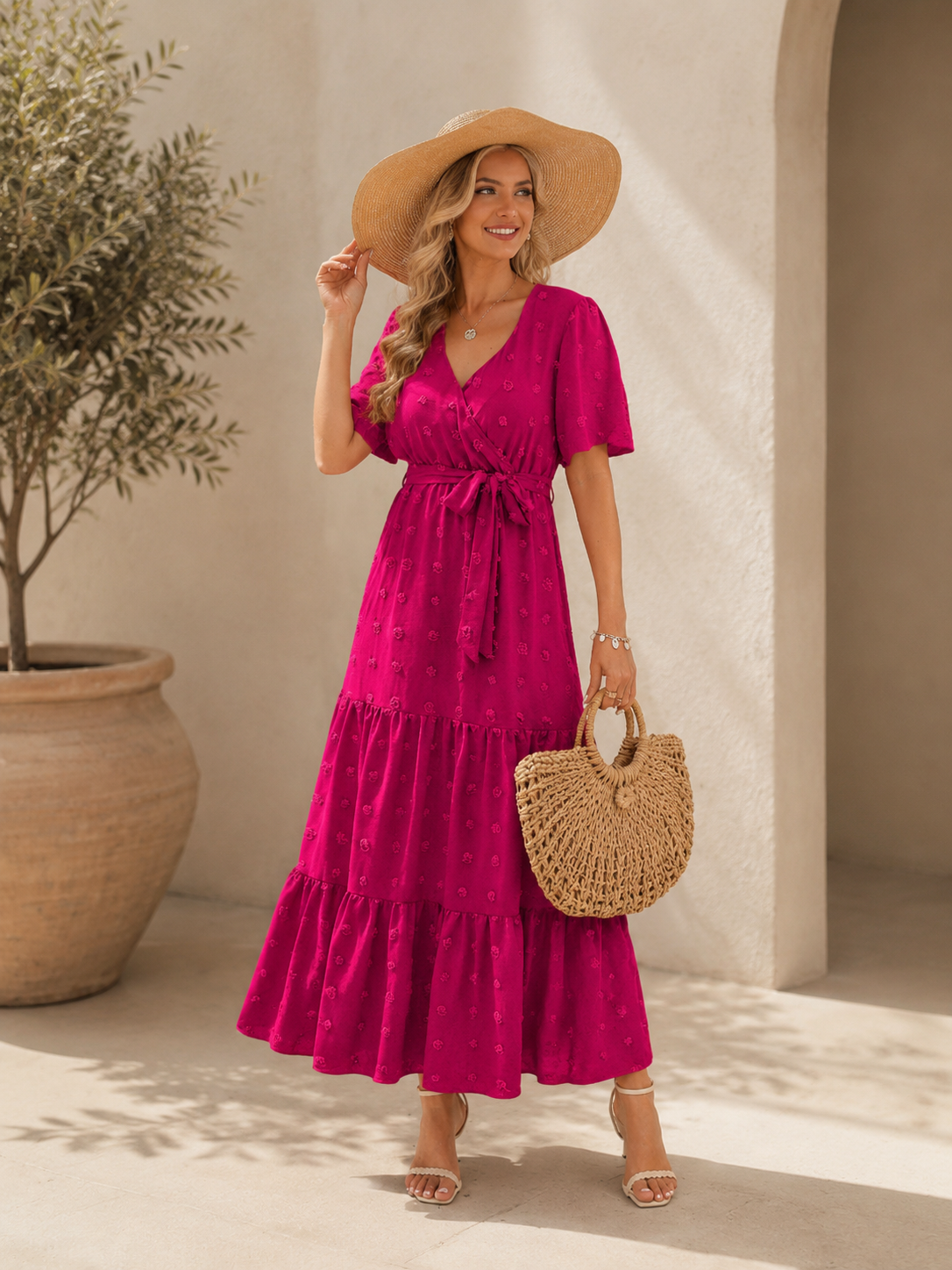 Flowy Tiered Ruffle Dress – Feminine Vacation Maxi Dress