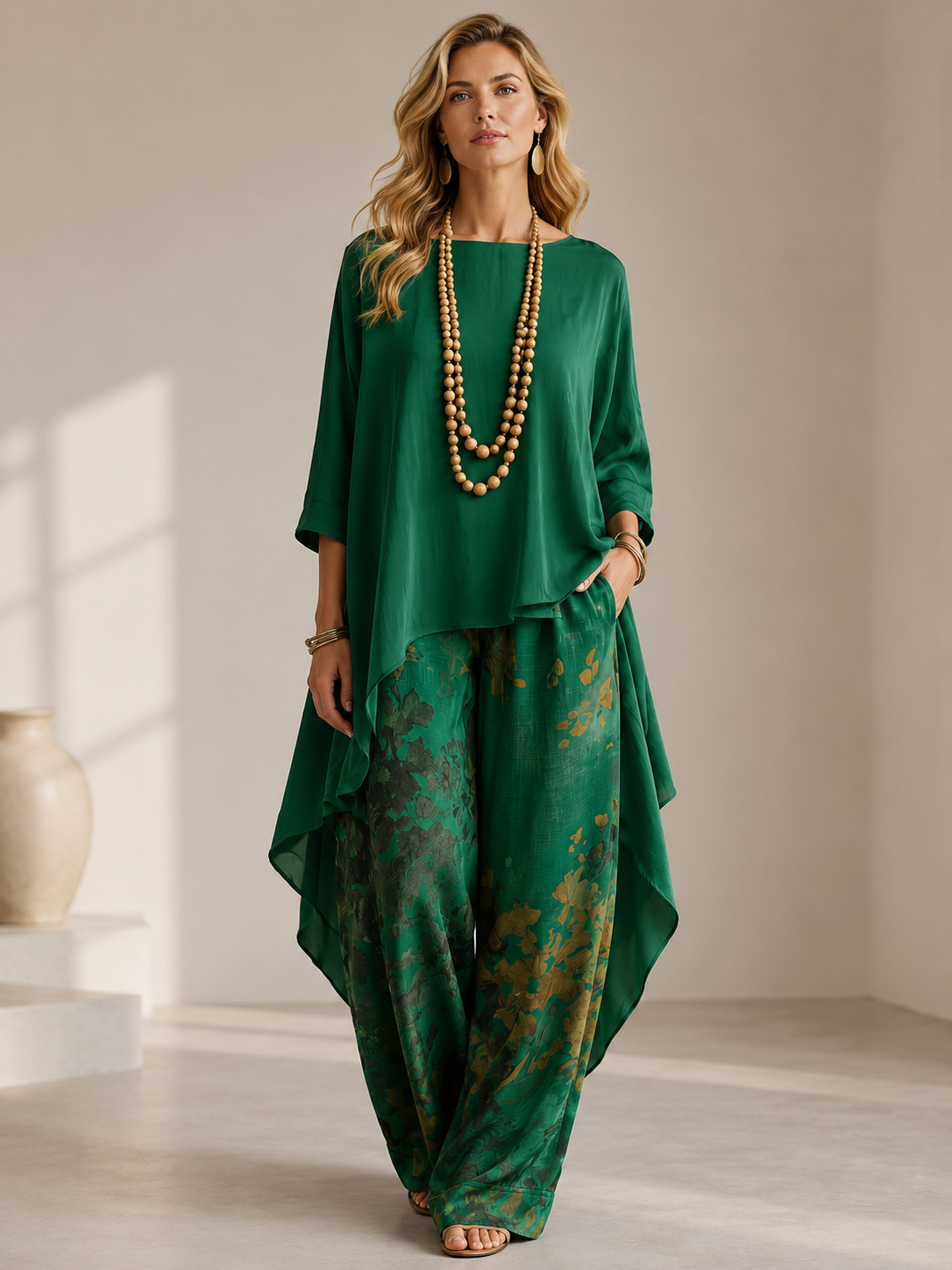 🎉Anniversary Offer 50% OFF— Elegant Artistic Floral Print Two-piece Set