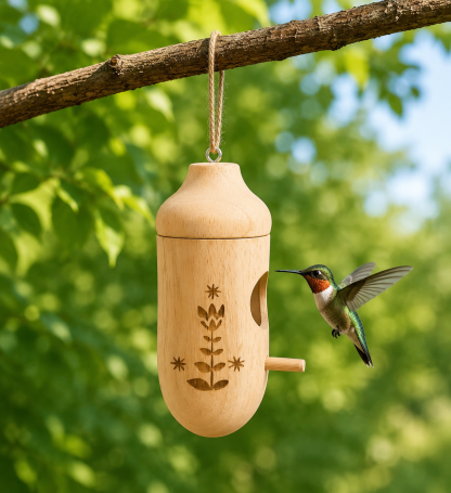 Handcrafted Wooden Hummingbird House