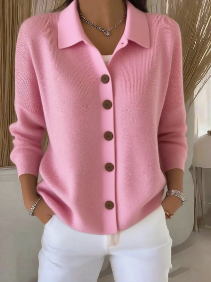 Women's Lapel Button Knitted Cardigan Sweater