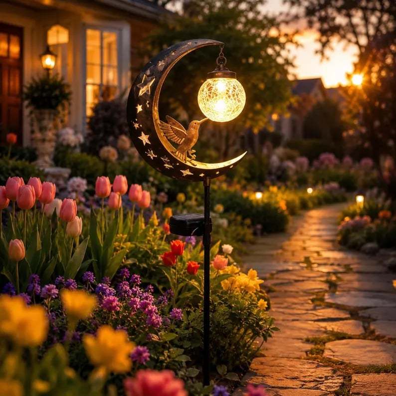 🌙✨Hummingbird Moon Solar Garden Stake Light💋