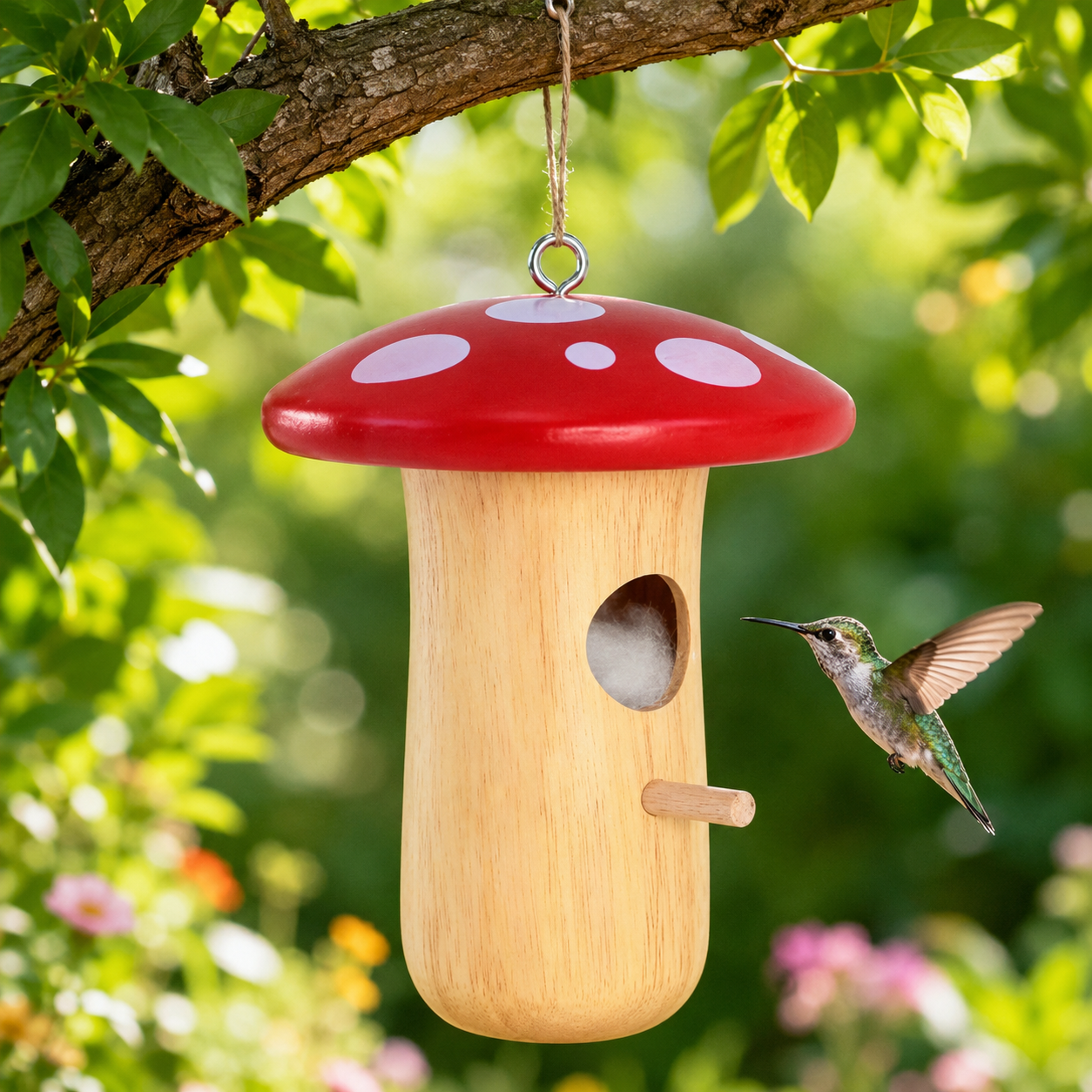 Handcrafted Wooden Hummingbird House