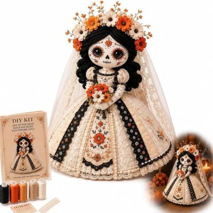 Skeleton Bride Day of the Dead patchwork doll kit