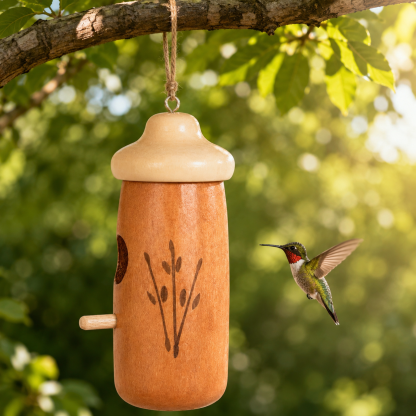 Handcrafted Wooden Hummingbird House