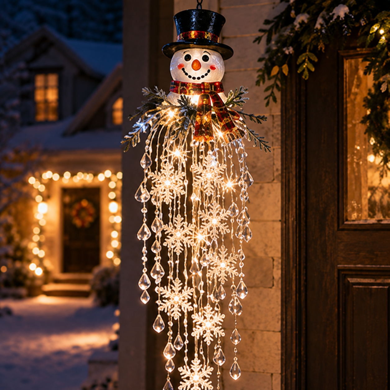 Crystal Cascade Christmas Light – holiday hanging LED porch décor