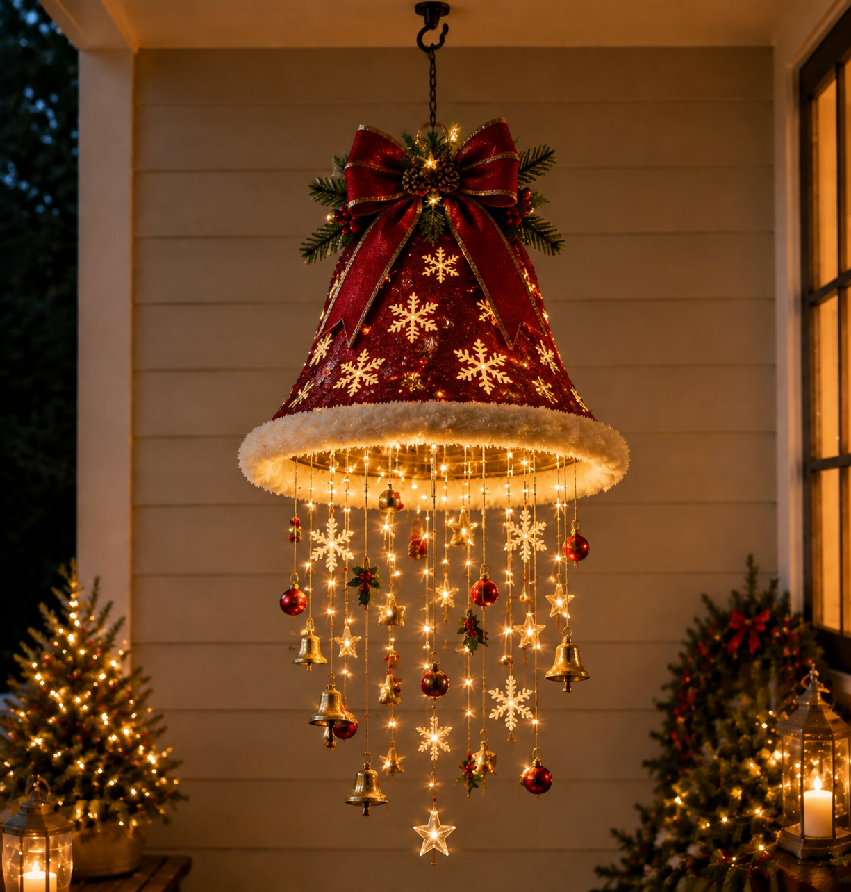 Lighted Santa Hat Hanging Chandelier Christmas decor