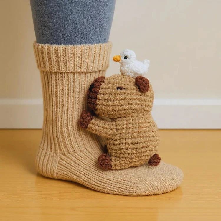 Animal Soft Cotton Socks (One Size Fits All) - Capybara