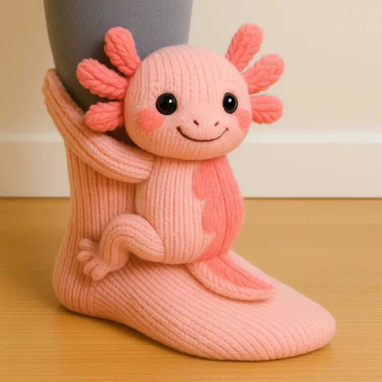 Animal Soft Cotton Socks (One Size Fits All) - Axilotl