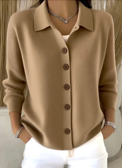 Women's Lapel Button Knitted Cardigan Sweater